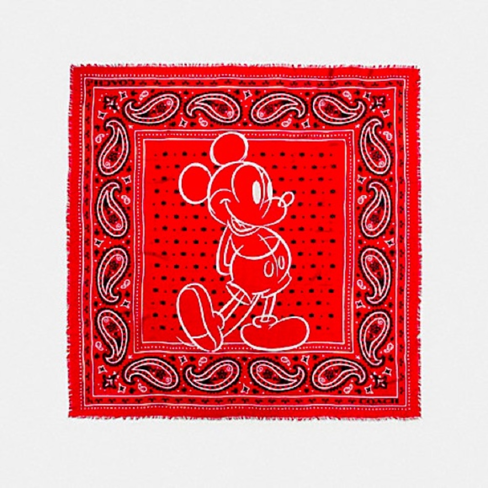 NWT COACH MICKEY PRAIRIE BANDANA SCARF RED/BLACK